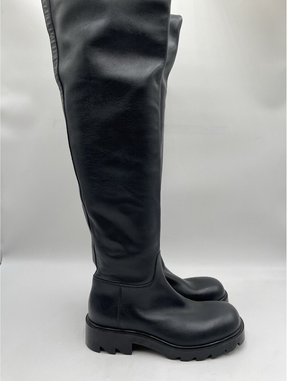 Bottega Veneta Cuissard Leather Over-The-Knee Boots in Black Leather Size 37
